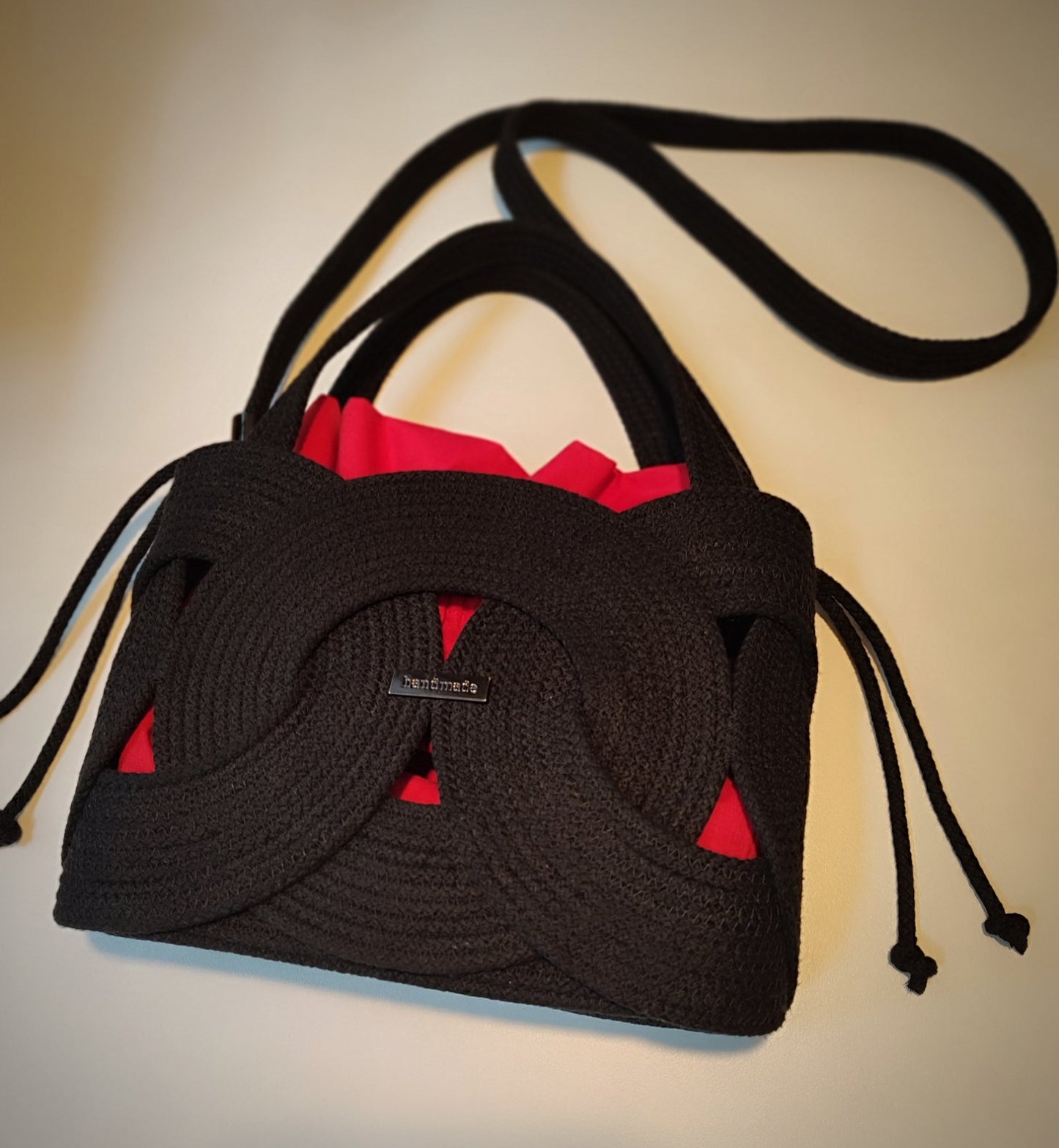 Tasche aus Baumwollkordel schwarz