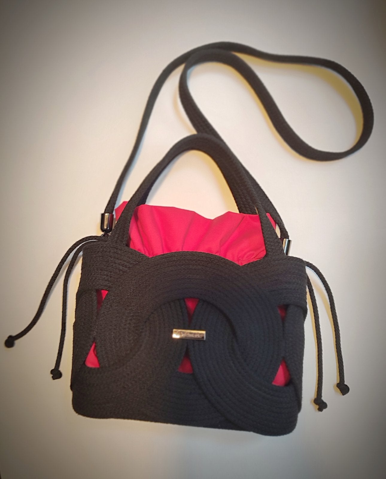 Tasche aus Baumwollkordel schwarz