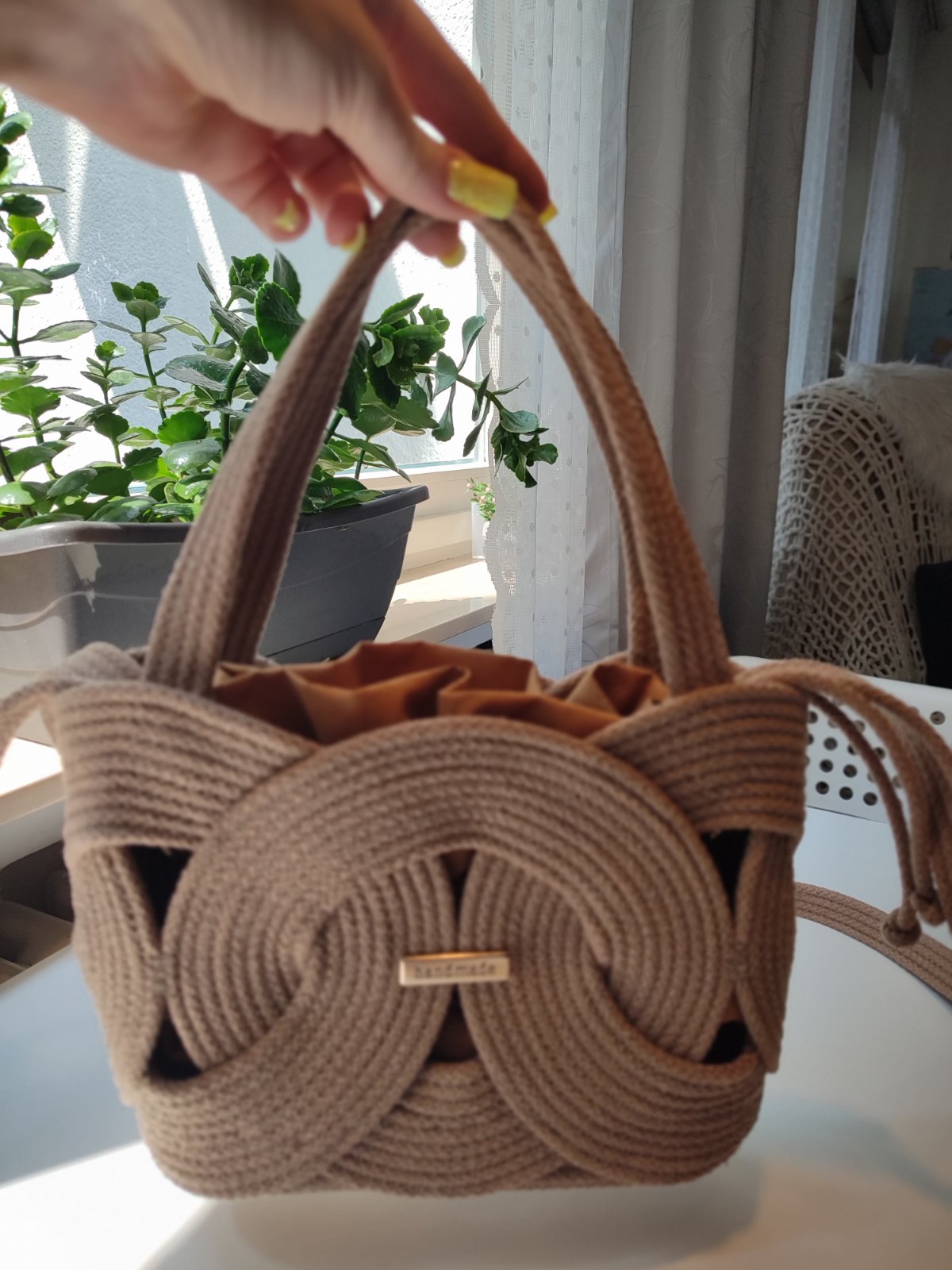 Tasche aus Baumwollkordel beige