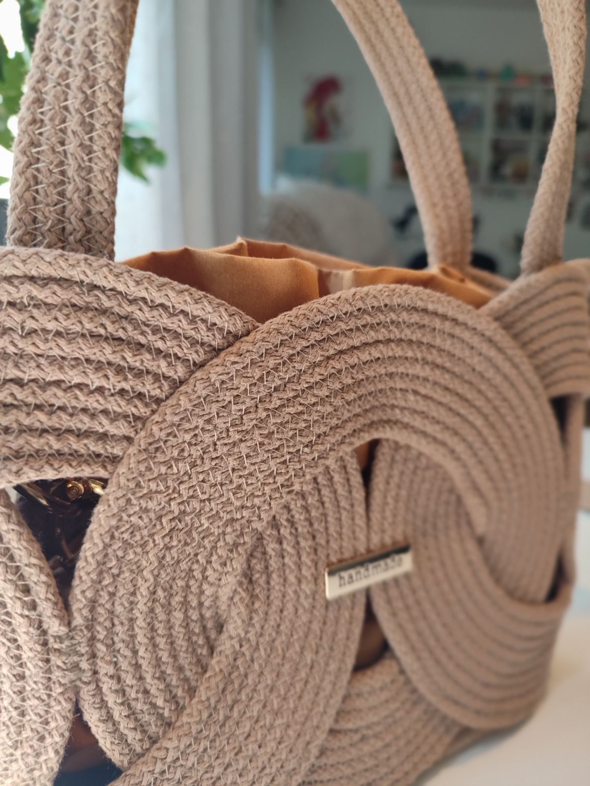 Tasche aus Baumwollkordel beige